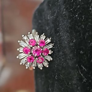Ring 18kVintage High Quality precious Diamond & Ruby white gold 6.83 g